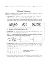 Chemical Weathering Of Rocks For Kids
