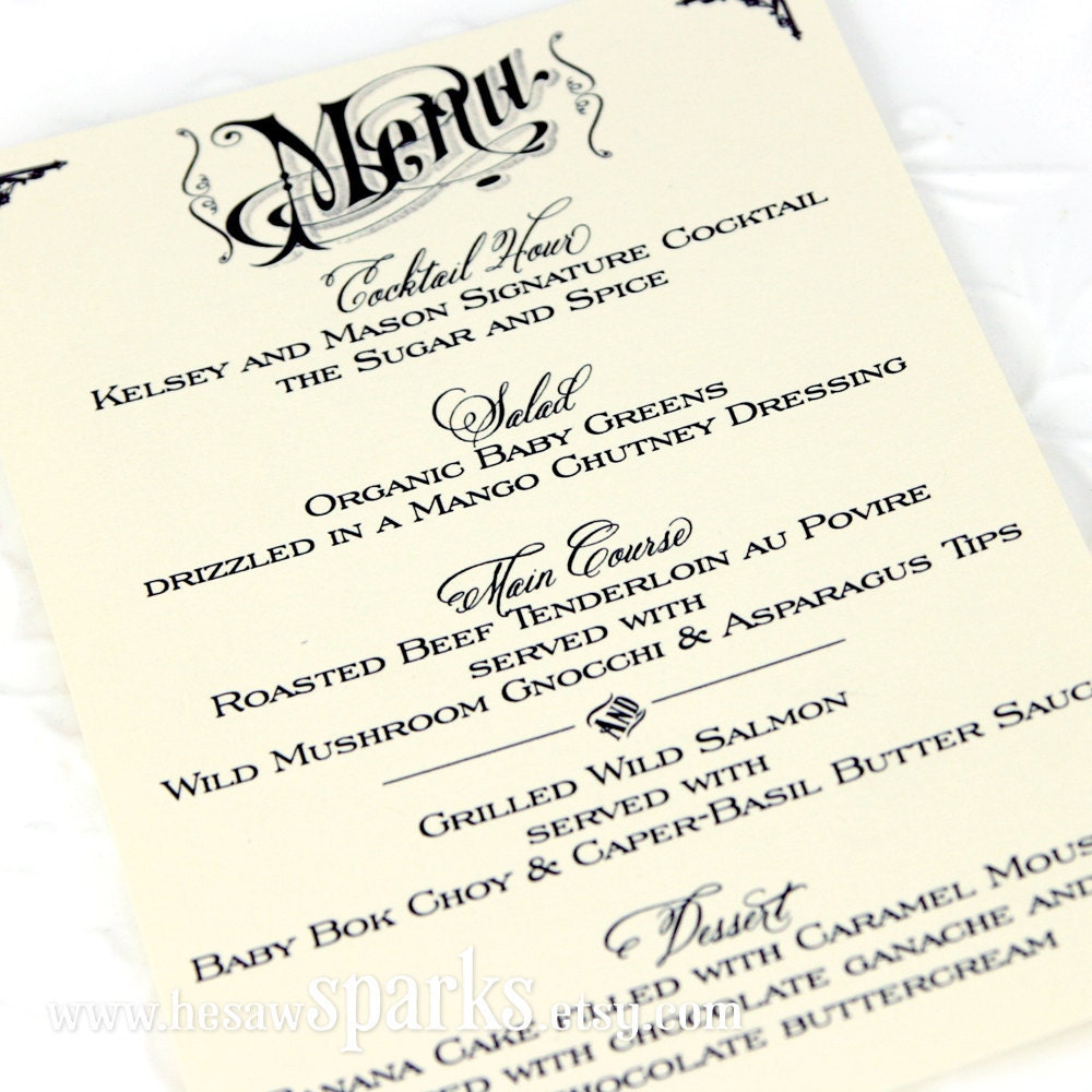Free Printable Wedding Menu Card Templates