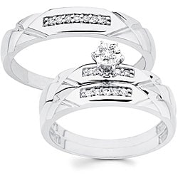 His And Her White Gold Wedding Rings Sets