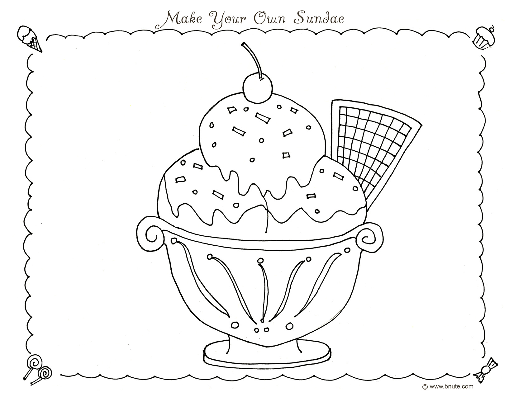 Ice Cream Sundae Coloring Pages For Kids