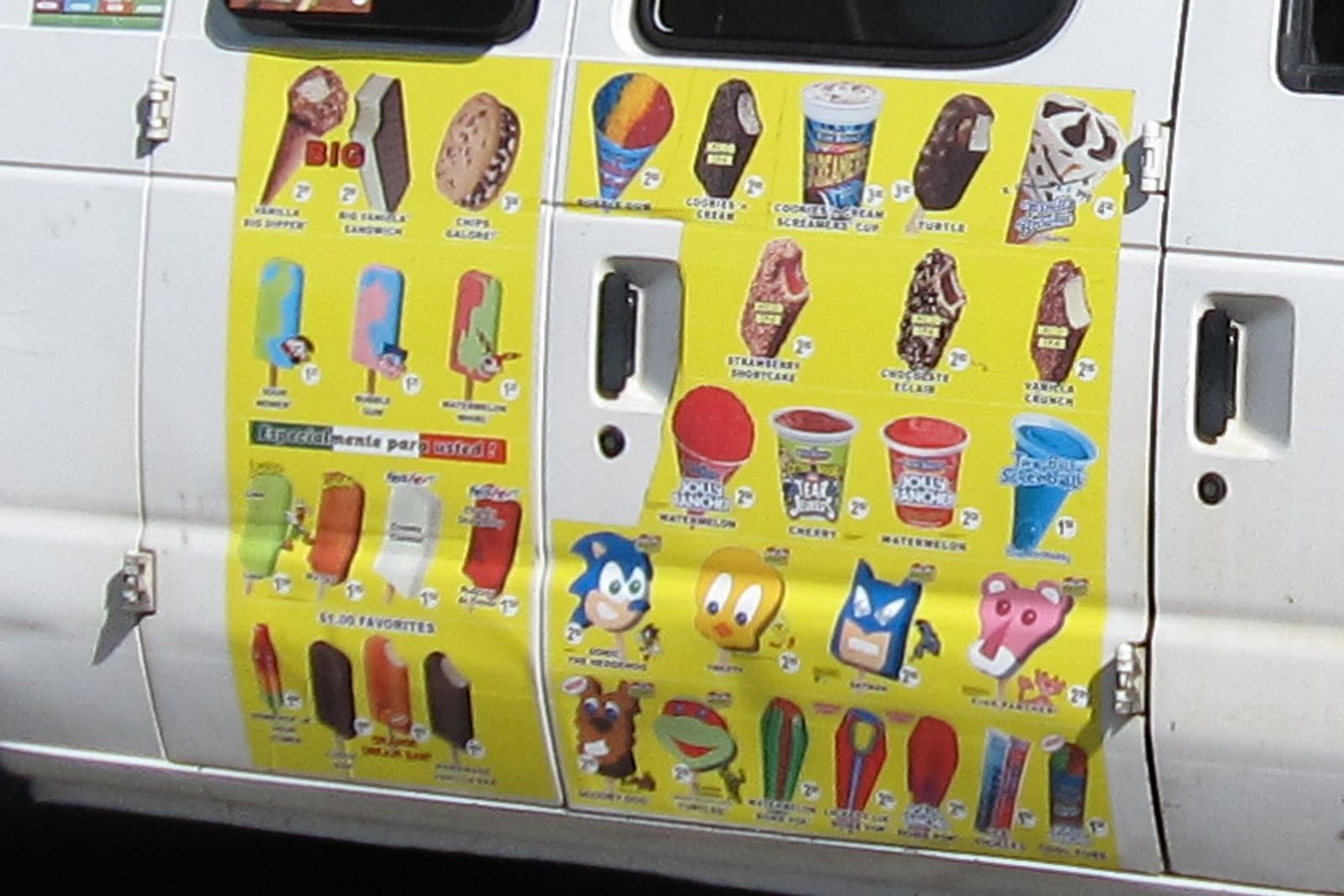 Ice Cream Truck Menu Prices