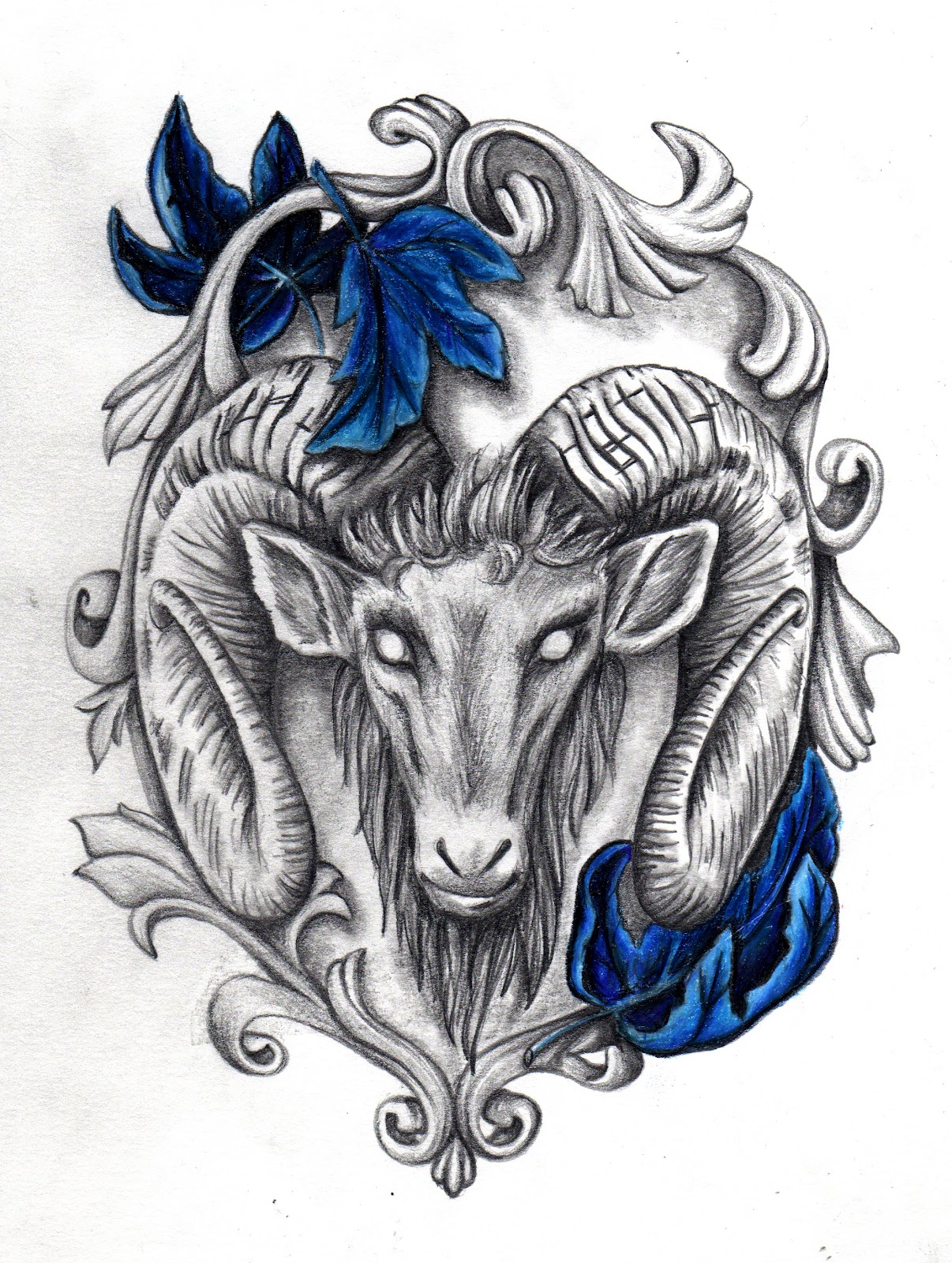 Traditional Goat Head Tattoo