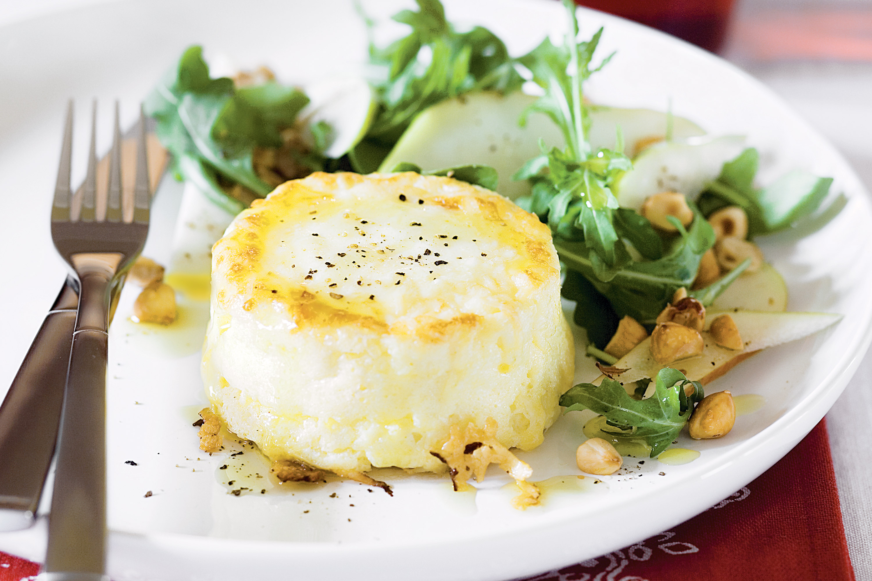 Twice Baked Goat Cheese Souffles With Salad