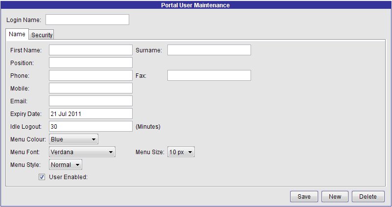 User Maintenance Portal