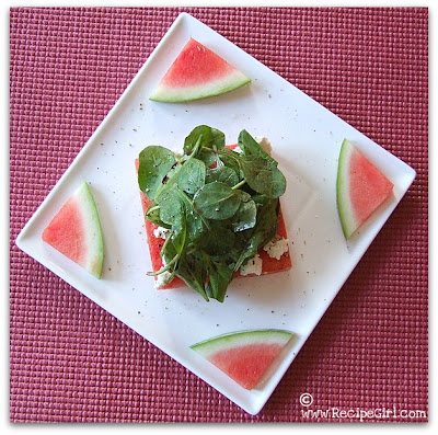 Watermelon Arugula Goat Cheese Salad